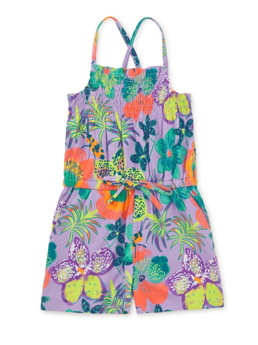 Kids Floral Purple Tropical Romper -